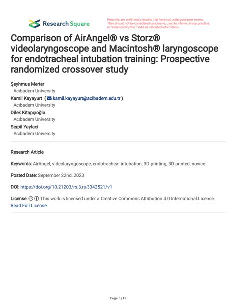 Comparison of AirAngel® vs. Storz® videolaryngoscope and .